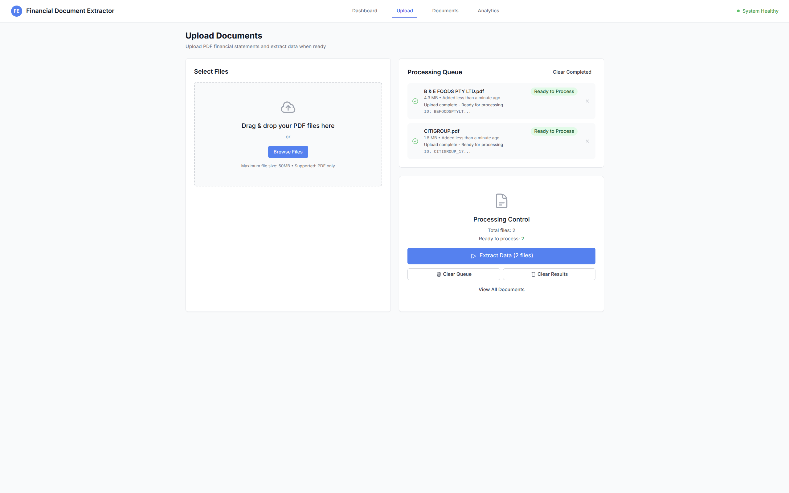 Document upload flow